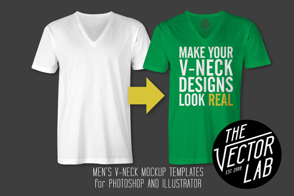 Download Men's V-Neck Mockup Templates ~ Product Mockups on Creative Market