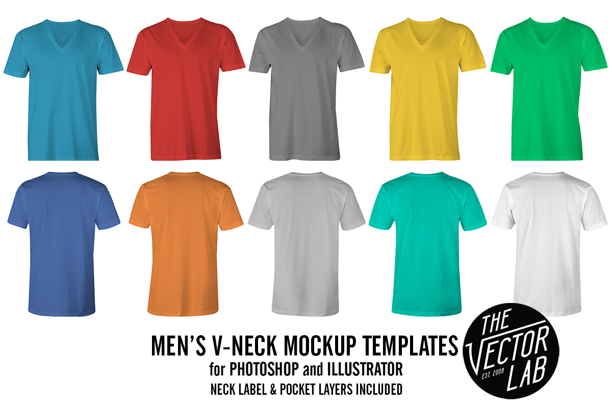 Download Men's V-Neck Mockup Templates ~ Product Mockups on ...