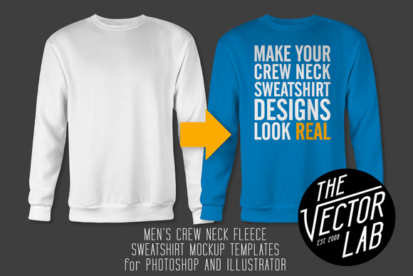 Download Men's Crew Neck Sweatshirt Templates ~ Product Mockups on ...