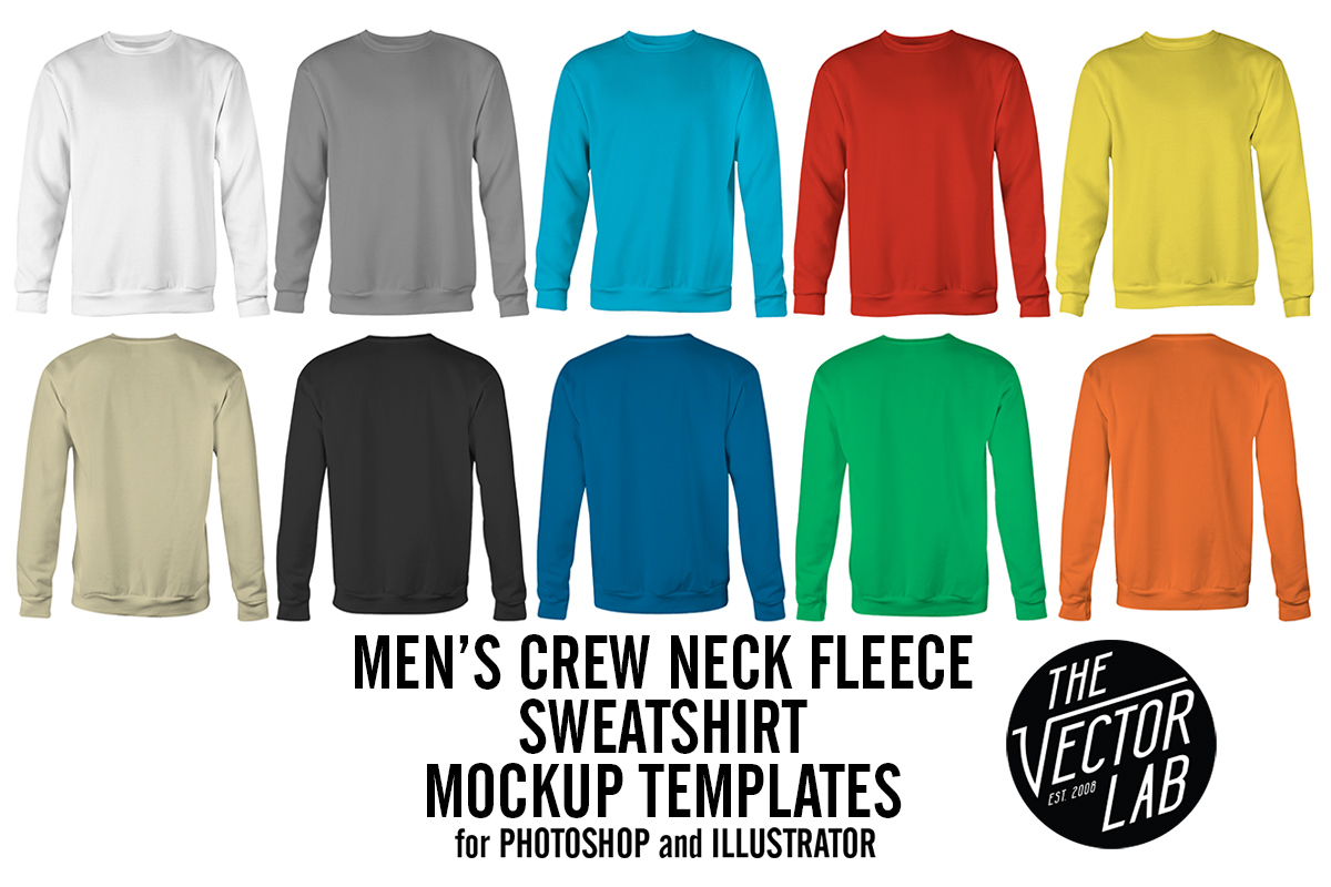 Download Men's Crew Neck Sweatshirt Templates ~ Product Mockups on ...