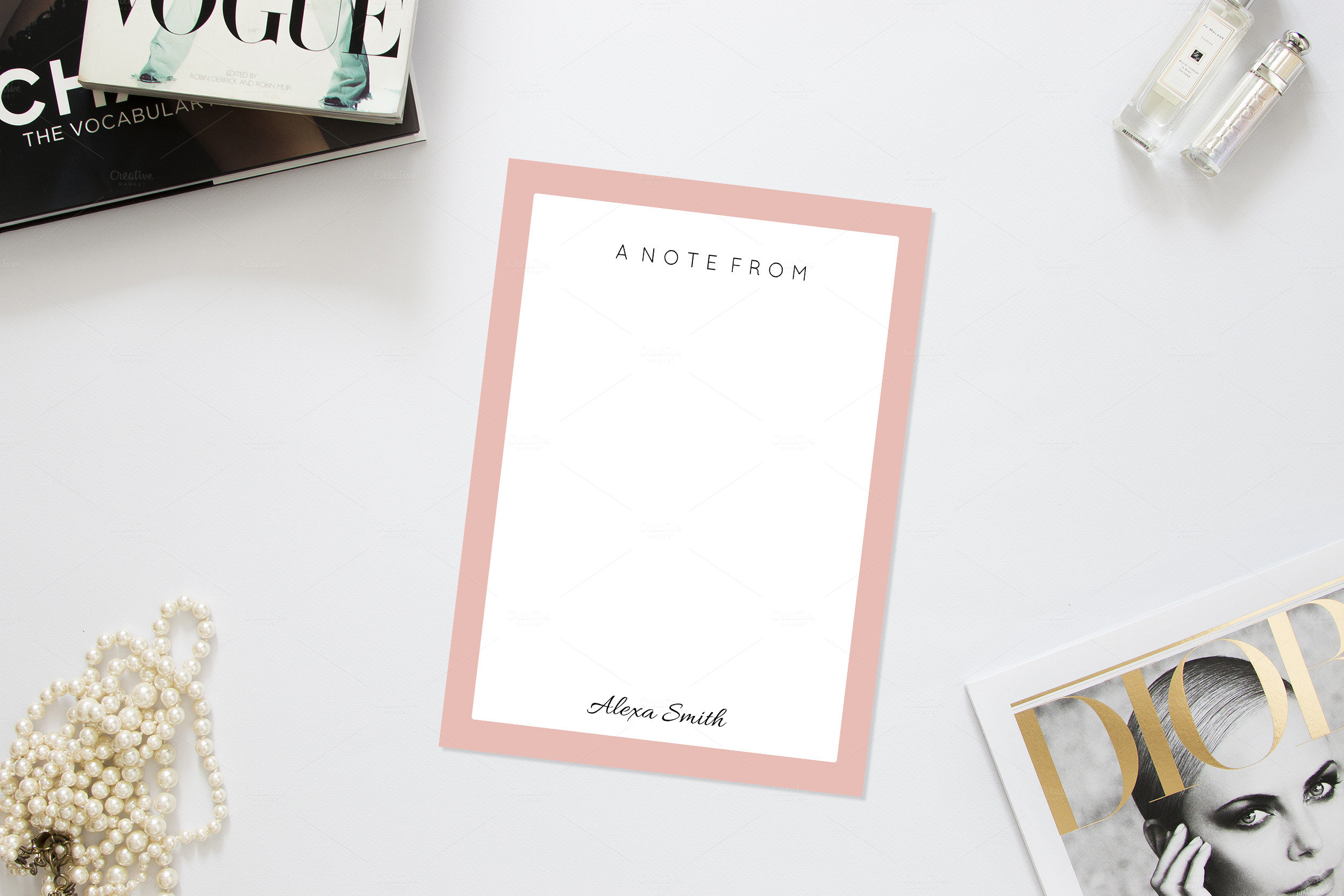 Simply Chic Note Card Template ~ Stationery Templates on ...