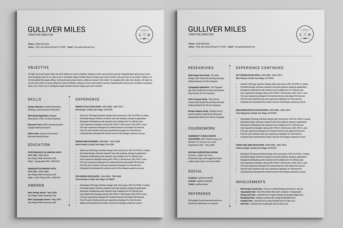 2-pages-resume-cv-extended-pack-resume-templates-on-creative-market