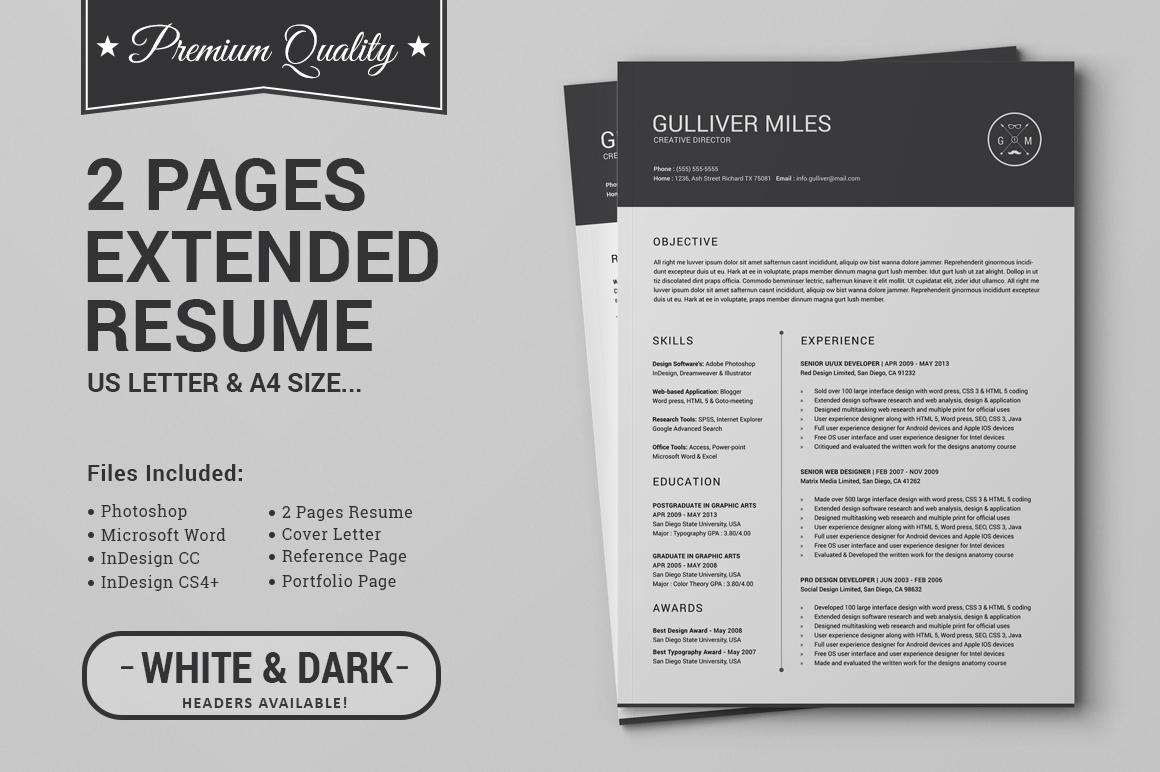 2 pages resume cv