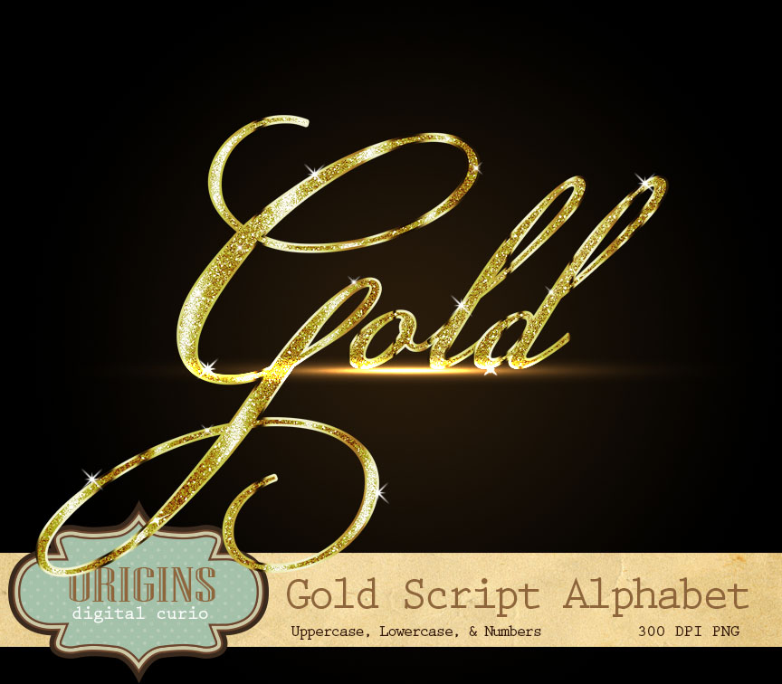 Gold Glitter Script Alphabet Clipart ~ Graphics on Creative Market