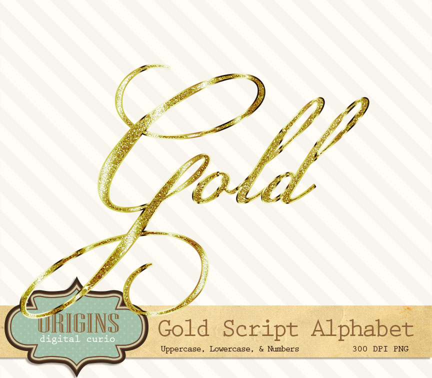 Gold Glitter Script Alphabet Clipart ~ Graphics on Creative Market