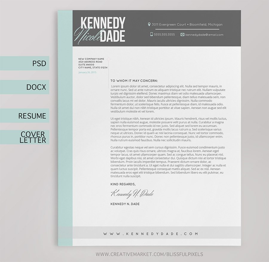 Resume CV & Cover Letter Template ~ Resume Templates on Creative Market