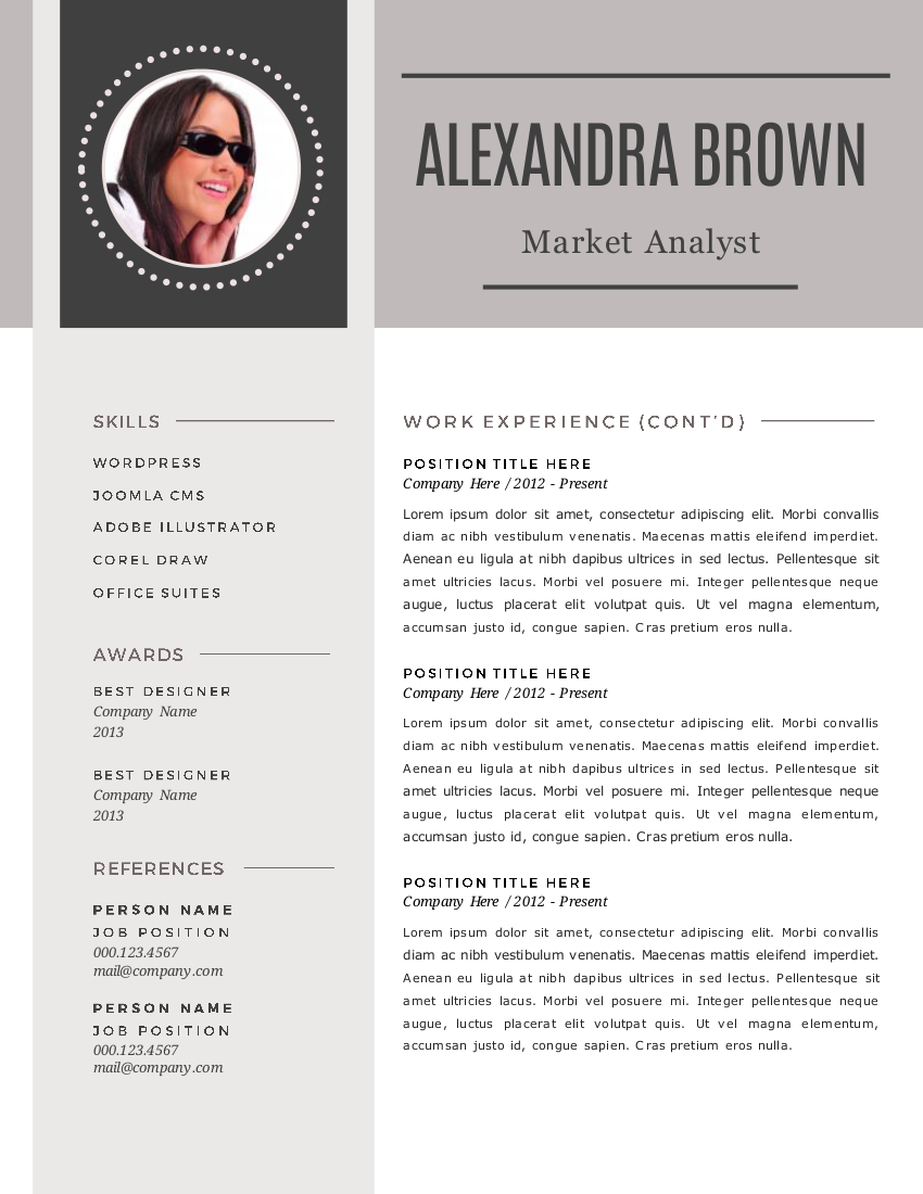 Modern 2 in 1 photo Word resume ~ Resume Templates on Creative Market