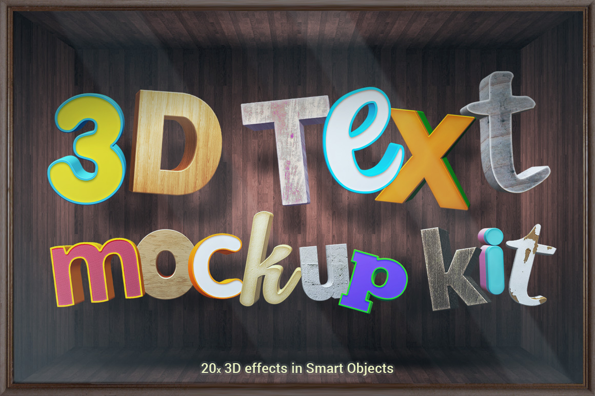 Download 3D Text Mockup Kit - Smart Objects ~ Product Mockups on ...