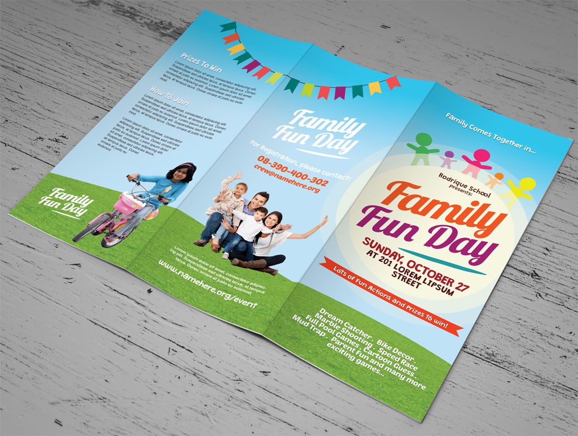 Family Fun Day Trifold Brochures ~ Brochure Templates on 