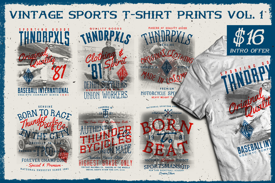 Vintage Sports TShirt Prints Vol. 1 Objects on Creative Market