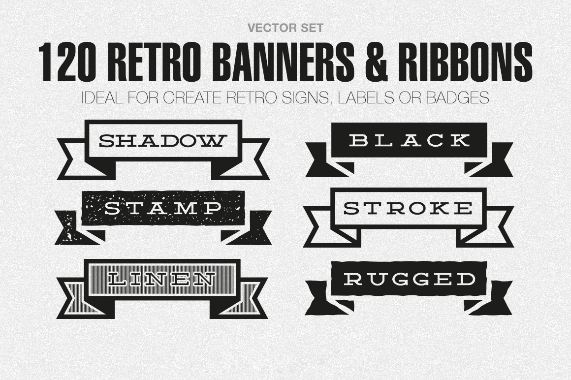 font banner retro Creative Banners & ~ Ribbons Objects Market Retro on 120