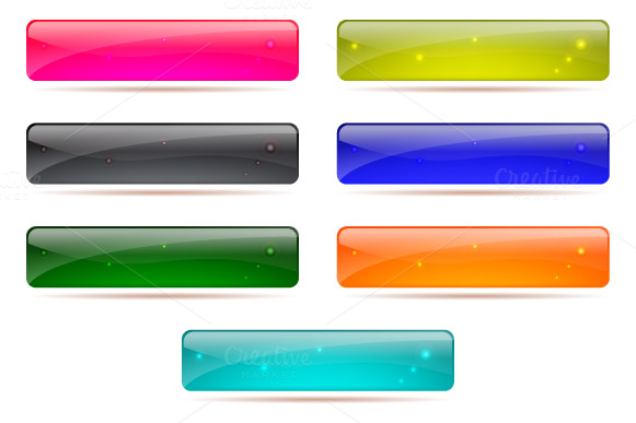 Glossy rectangle buttons ~ Web Elements on Creative Market