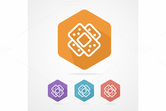 Two Plaster Vector Icon Patch Flat Two Plaster Vector Icon Patch Flat