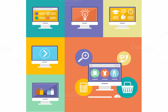 Vector Electronic Device Flat Icons Vector Electronic Device Flat Icons