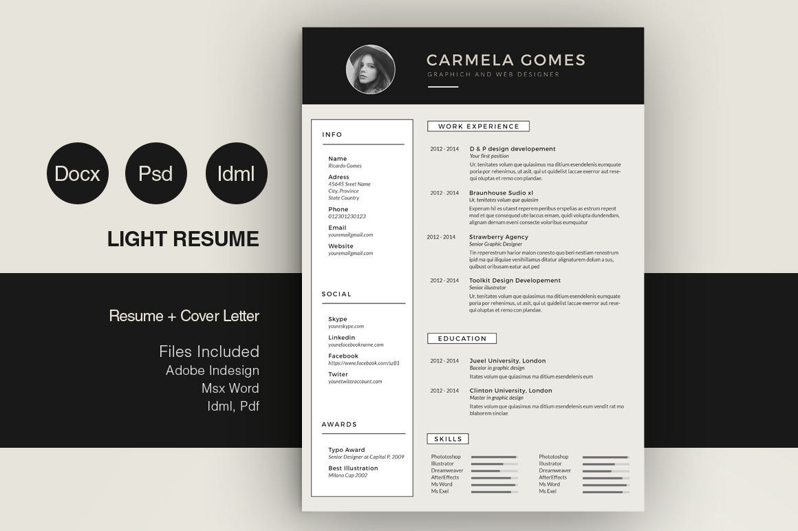 Resume Cv ~ Resume Templates on Creative Market