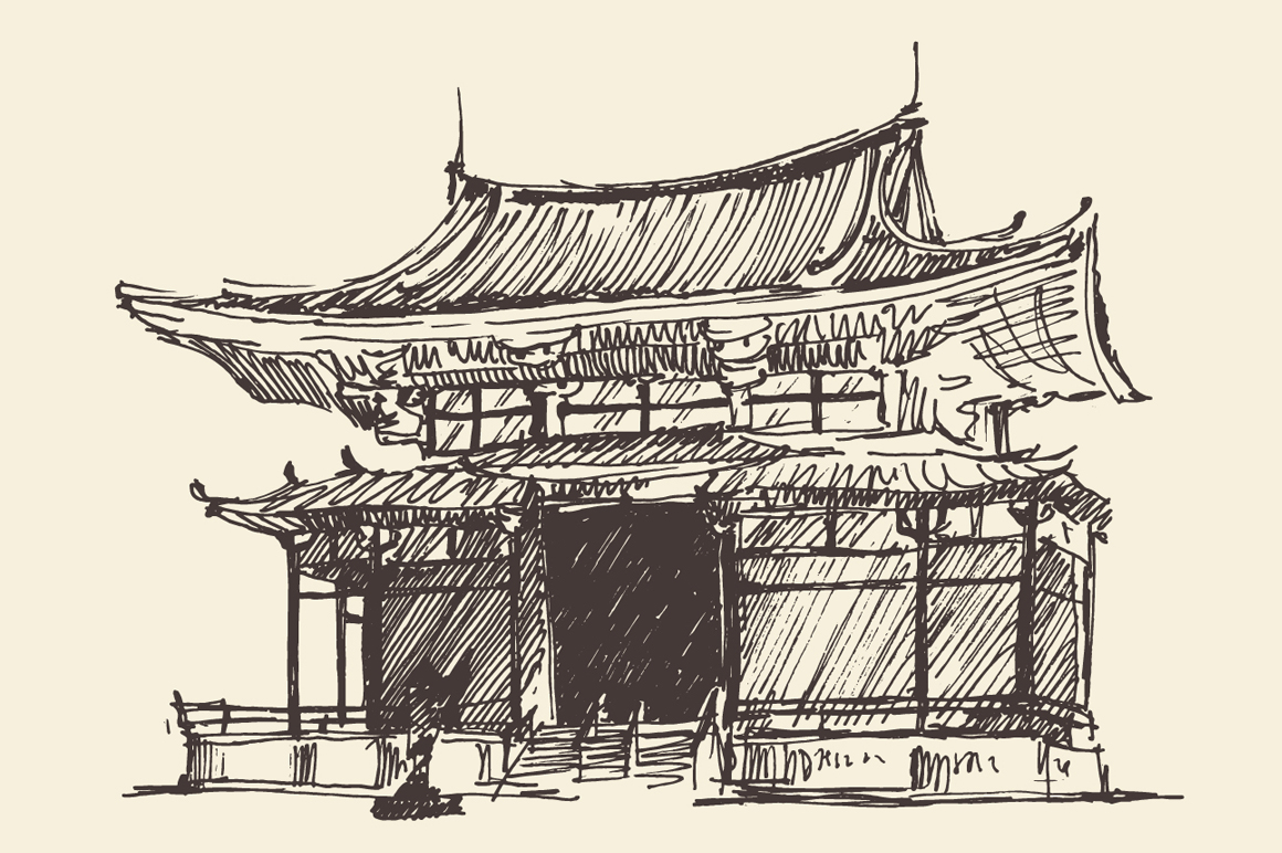 Japan pagoda illustration ~ Illustrations on Creative Market