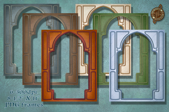 Ornate PNG Frames In Six Colors Ornate PNG Frames In Six Colors