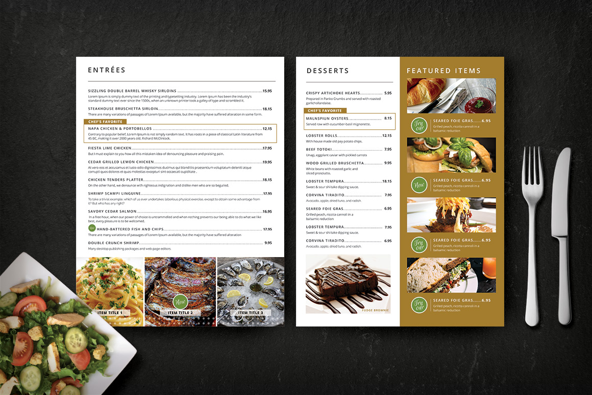 Modern Restaurant Menu (Bellissimo) ~ Brochure Templates on Creative Market