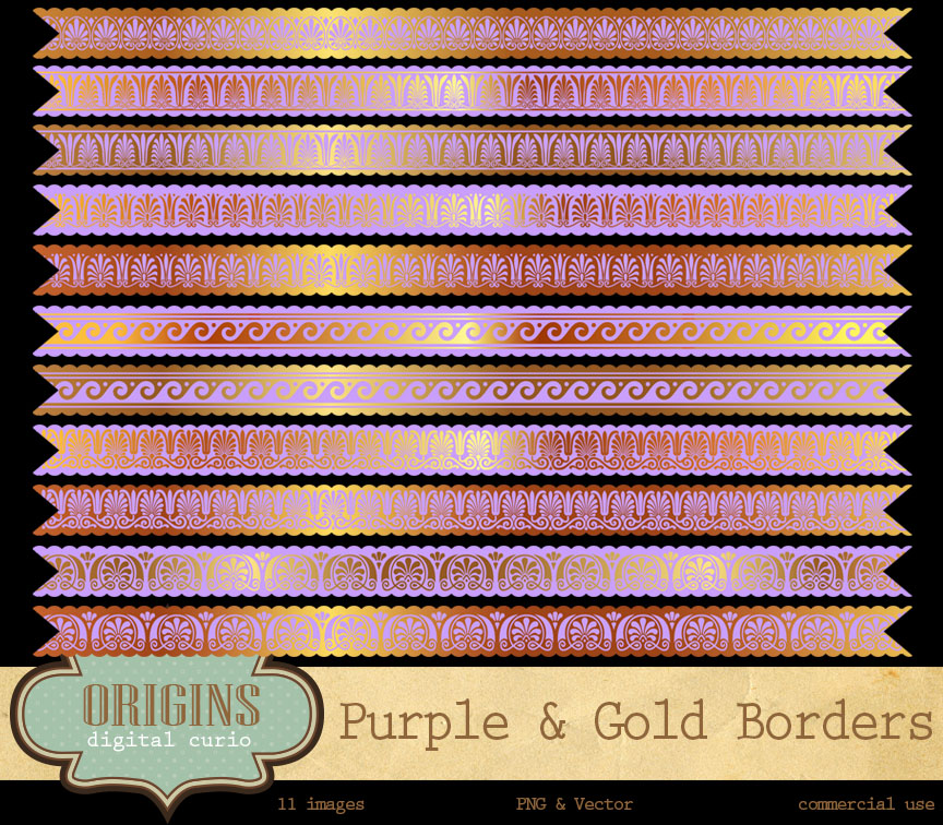 Download Purple and Gold Borders Clipart ~ Graphics on Creative Market