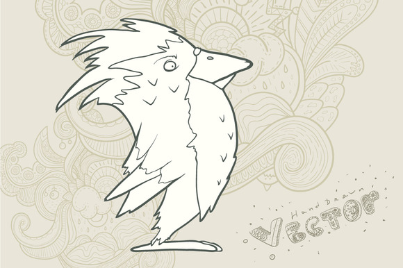 Hand Drawn Vector Retro Cartoon Bird Hand Drawn Vector Retro Cartoon Bird
