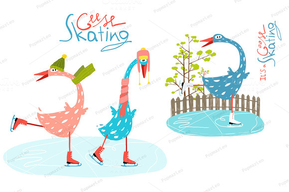 Colorful Ice Skating Geese For Kids