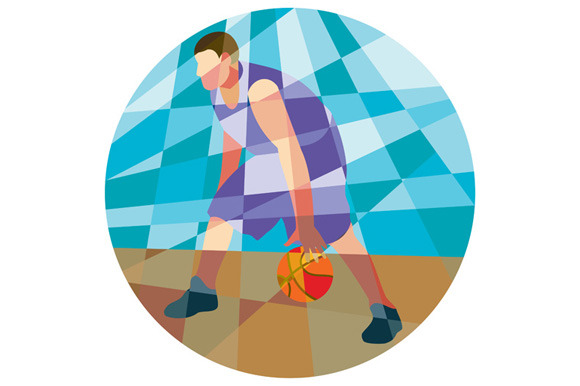 Basketball Player Dribbling Ball Cir Basketball Player Dribbling Ball Cir