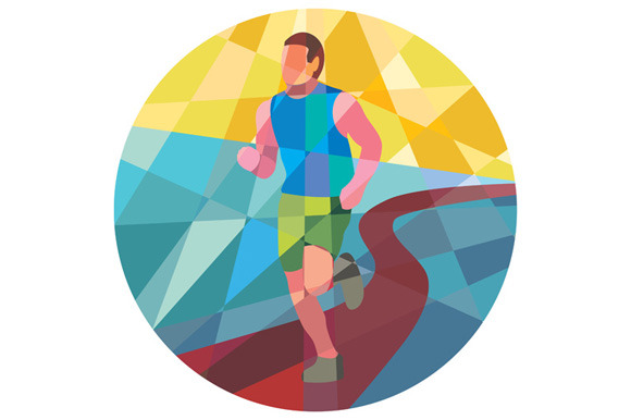 Marathon Runner Running Circle Low P Marathon Runner Running Circle Low P