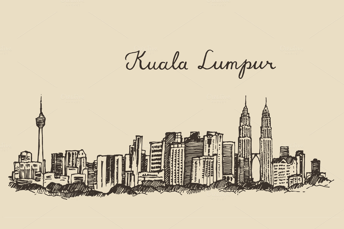 Kuala Lumpur skyline ~ Illustrations on Creative Market