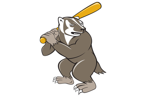 Badger Baseball Player Batting Isola Badger Baseball Player Batting Isola