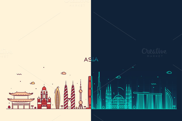 Day And Night Asian Skylines Day And Night Asian Skylines