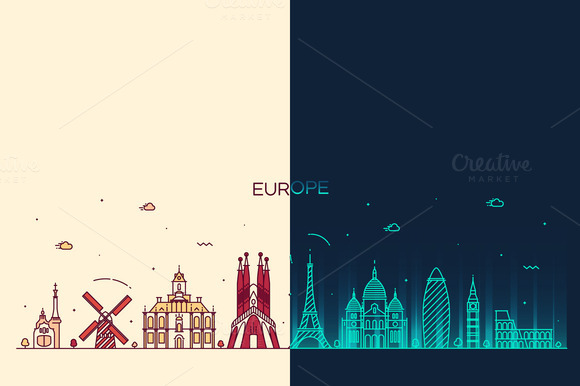 Day And Night European Skylines Day And Night European Skylines