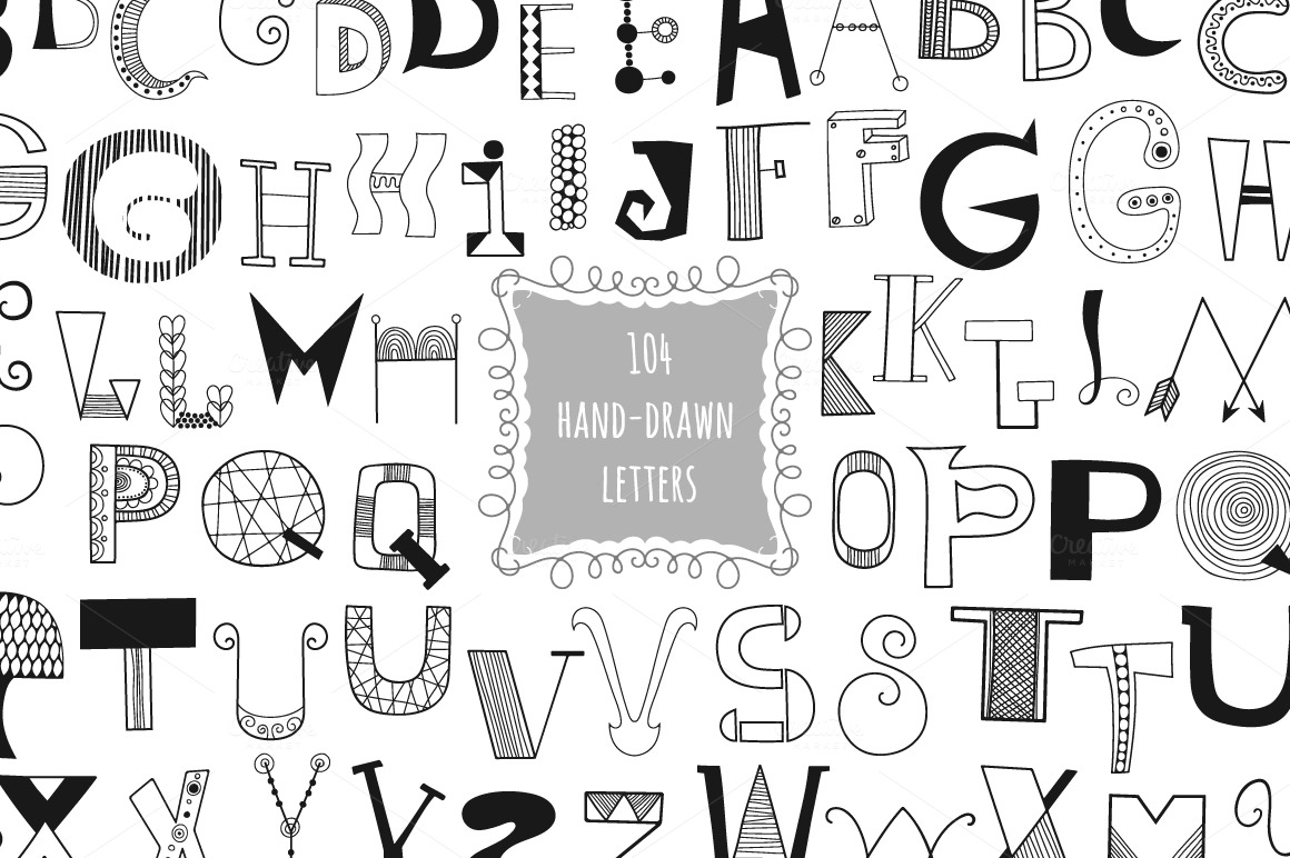 Hand Drawn Alphabet Letters ~ Objects on Creative Market