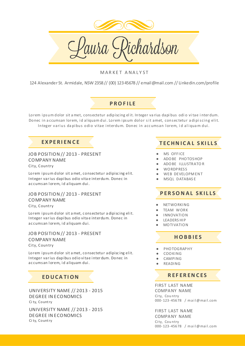 2 in 1 stylish banner Word resume ~ Resume Templates on Creative Market