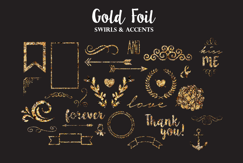 Gold Foil Swirls & Accents Illustrations on Creative Market