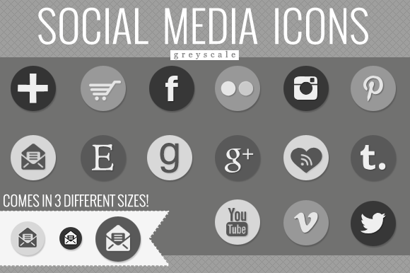 social media icons - greyscale ~ Icons on Creative Market