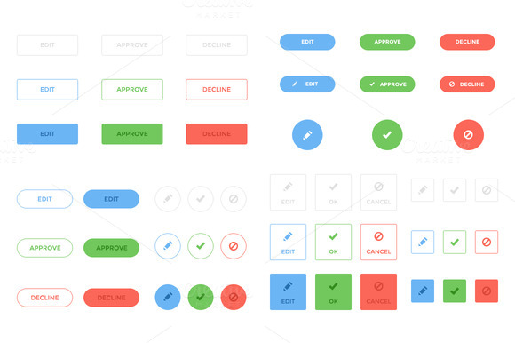 Flat Buttons ~ Web Elements on Creative Market