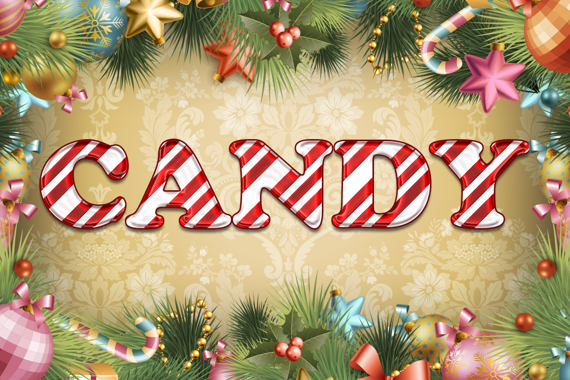 Candy Cane Text for Layer Styles on Creative Market
