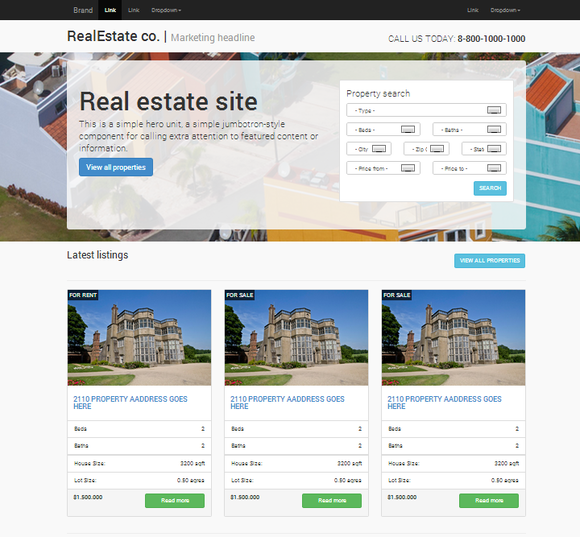 Real Estate Responsive Bootstrap Website Templates On Creative Market Real Estate Company Website Template