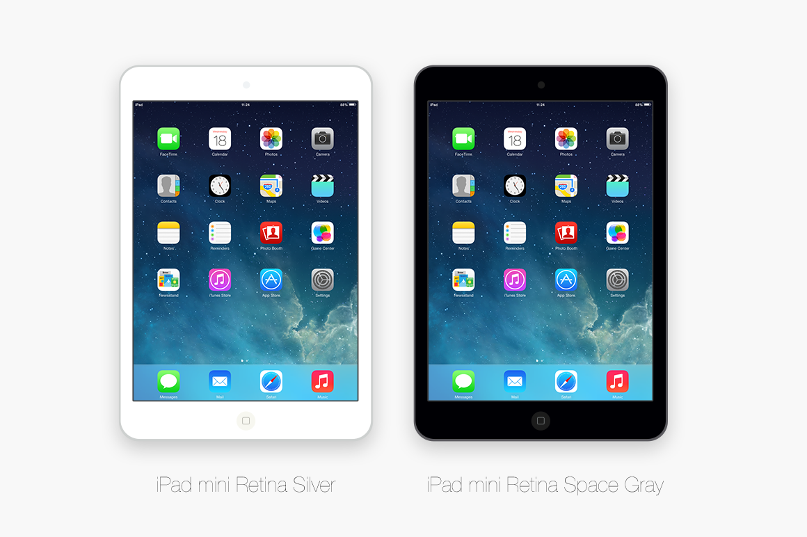 Download Flat iPad mini Retina 2 colors PSD ~ Product Mockups on Creative Market