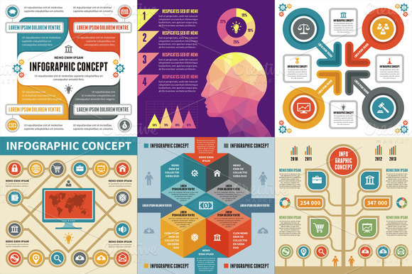 6 Infographic Concept ~ Presentation Templates on Creative Market