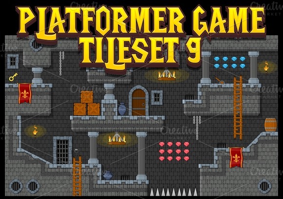 Platformer Game Tile Set 9 ~ Illustrations on Creative Market