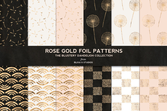 Dandelion Rose Gold Foil Patterns