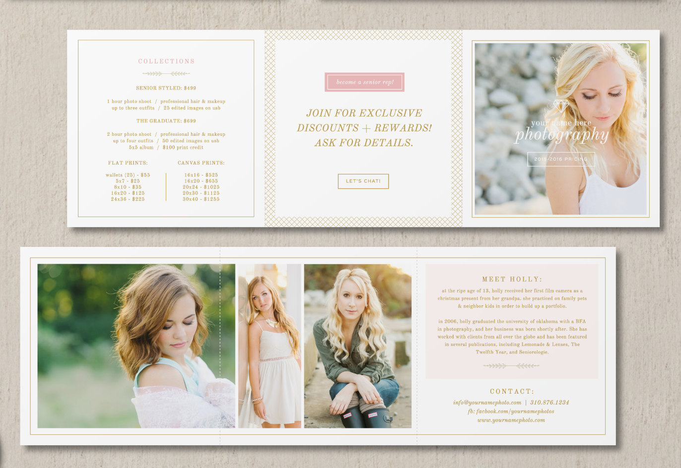 Holly Senior Marketing Set Flyer Templates On Creative Market Senior Portrait Pricing Guide Template