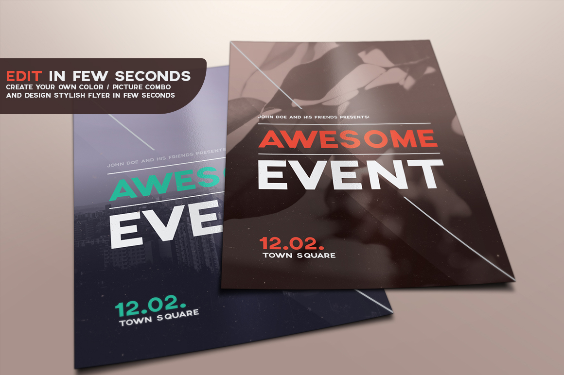 Awesome Event Flyer PSD Template ~ Flyer Templates on Creative Market