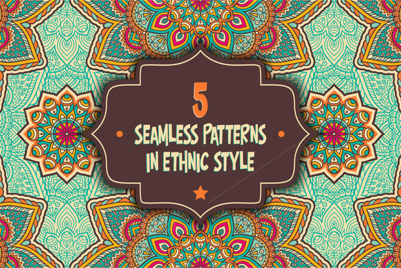 5 Seamless Patterns In Ethnic Style 5 Seamless Patterns In Ethnic Style
