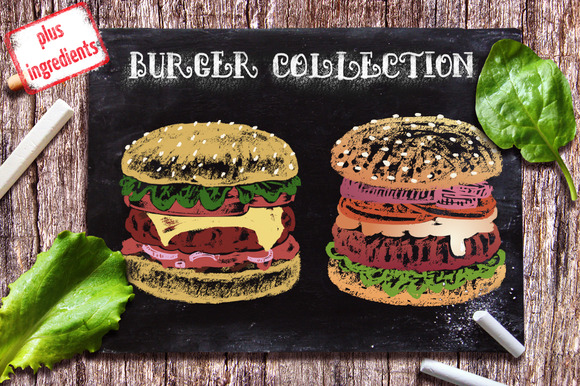 Vector Chalk Drawn Burger Collection Vector Chalk Drawn Burger Collection