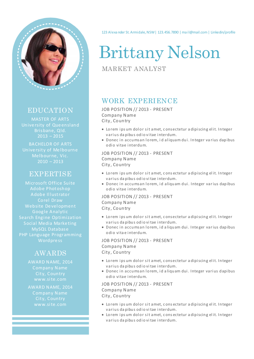 Unique bar 3 in 1 Word resume ~ Resume Templates on Creative Market