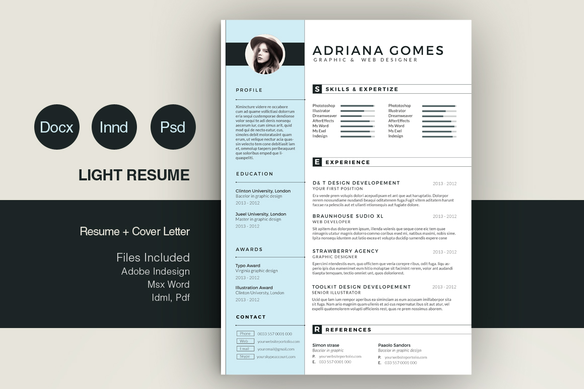 Light Resume ~ Resume Templates on Creative Market