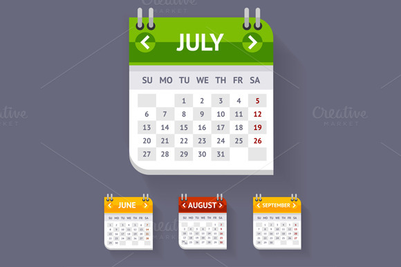 Vector Calendar Set Flat Design Vector Calendar Set Flat Design