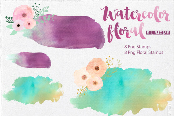 Watercolor Stamps Floral Stamps Watercolor Stamps Floral Stamps
